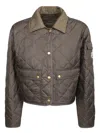 Moncler Chitre Cropped Cotton-canvas Trimmed Padded Quilted Shell Jacket In Green