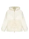 Moncler Textured Hooded Blazer Long Sleeves In White