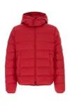 Moncler Quilted Down Jacket With Detachable Hood In Red