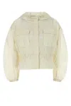 Moncler Giubbino Curton In Nylon Avorio  Donna In White
