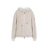 Moncler Hooded Cardigan Featuring Front Pockets In White