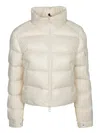 Moncler High Collar Quilted Jacket And Pockets In White