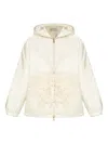 Moncler Textured Hooded Blazer Long Sleeves In White