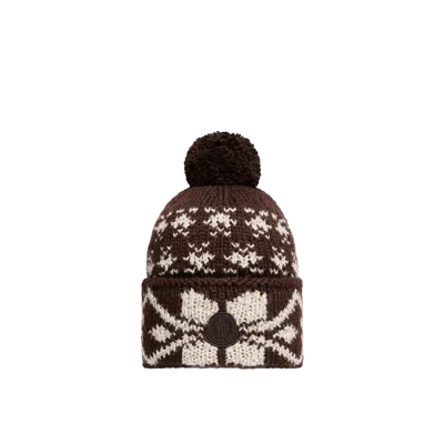 Moncler Jacquard Knit Beanie, Women, Brown, Size: One Size