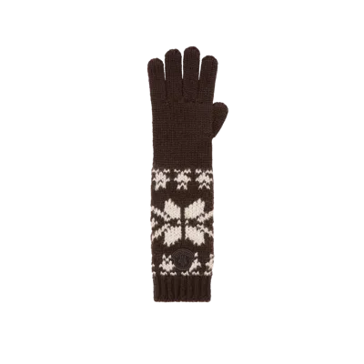 Moncler Jacquard Knit Gloves, Women, Brown, Size: One Size