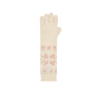 Moncler Jacquard Knit Gloves, Women, White, Size: One Size