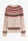 Moncler Jacquard Wool Blend Sweater With Geometric Pattern In Multi