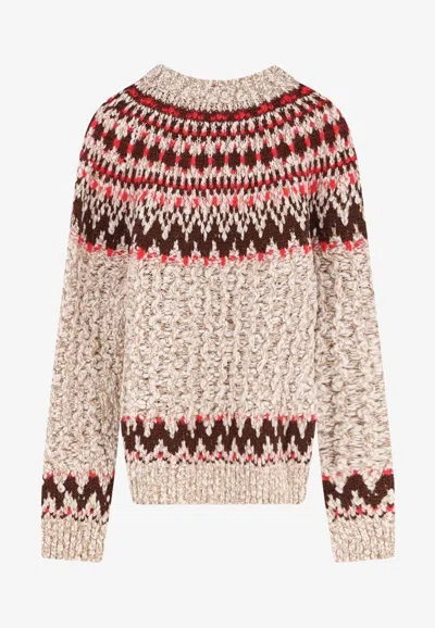 MONCLER JACQUARD KNIT WOOL BLEND SWEATER