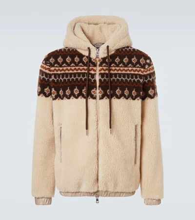 MONCLER JACQUARD TEDDY ZIP-UP HOODIE