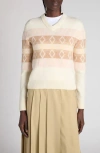 Moncler Jacquard Virgin Wool V-neck Sweater In Neutral