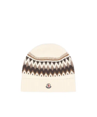 Moncler Jacquard Wool Beanie In Neutral