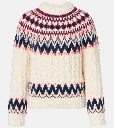 Moncler Jacquard Wool-blend Sweater In Neutral