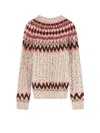 Moncler Jacquard Wool Blend Sweater With Geometric Pattern In Multi