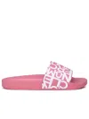 Moncler Round Toeline Open Toe Flat Sole Slides In Pink