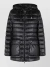 Moncler Jasmin Hooded Long Polyamide Down Jacket In Black