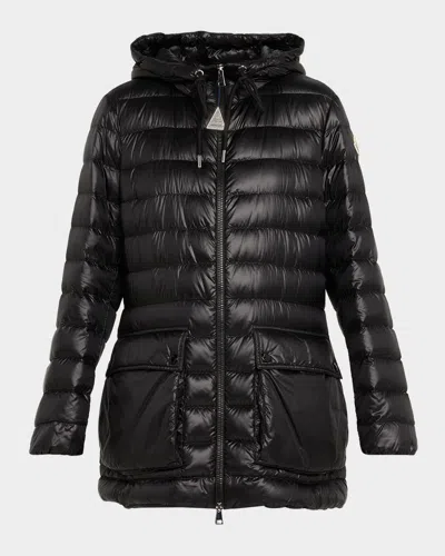 Moncler Jasmin Hooded Short Down Parka In Black