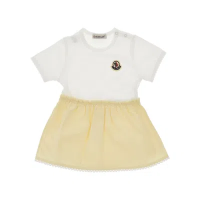 Moncler Jersey And Poplin Mini Dress Kids In White