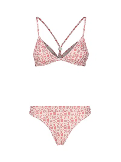 Moncler Logo-print Stretch Bikini In Pink