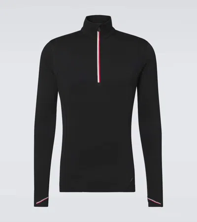 Moncler Polartec Half Zip Sweatshirt In Black