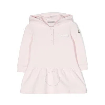 Moncler Jersey Hooded Dress In Pink
