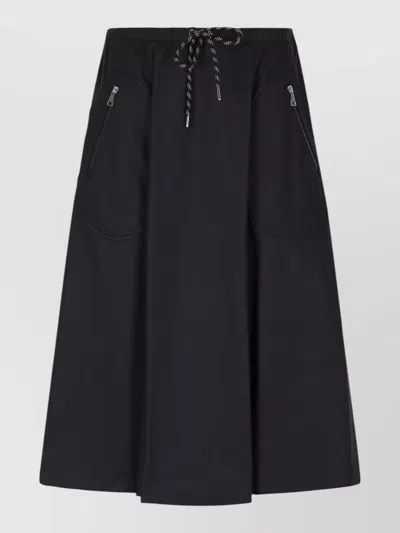 Moncler Jersey Midi Skirt Cotton Blend Waist In Black
