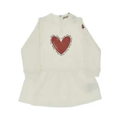 MONCLER JERSEY MINI DRESS WITH HEART PRINT KIDS