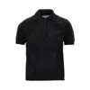 Moncler Knitted Cotton Blend Polo With Ribbed Edges In Black