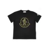 Moncler Jersey T-shirt With Logo Patch And Print Kids In Black