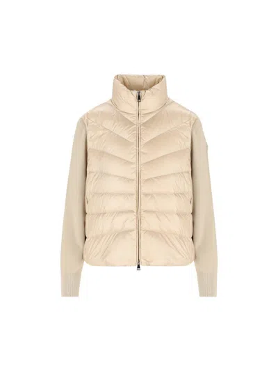 Moncler Bi-material Jacket In Neutral