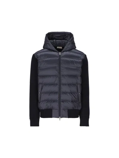 Moncler Wool-lined Hooded Zip-up Sweatshirt In Black