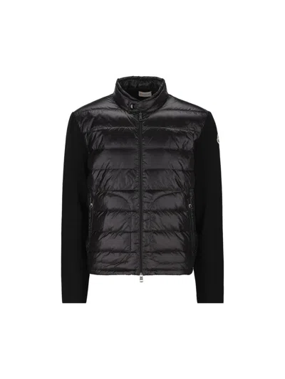 Moncler Wool Padded Cardigan With Zip In Black