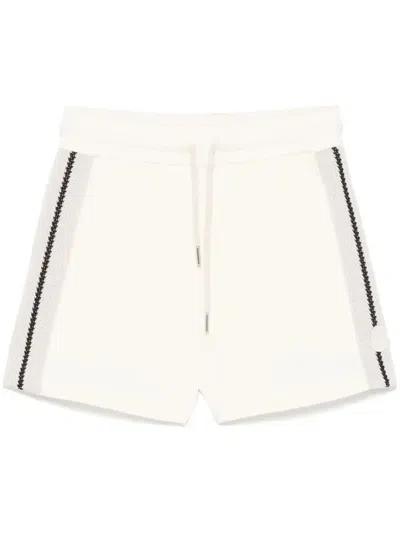 Moncler Knitted-trim Track Shorts In Neutrals