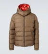 Moncler Jonage Houndstooth Nylon Down Jacket In Brown