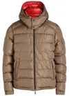 Moncler Jonage Houndstooth Nylon Down Jacket In Brown