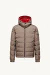 Moncler Jonage Houndstooth Nylon Down Jacket In Gray