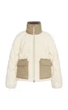 Moncler Jonquille Fleece Quilted Down Jacket In Neutral