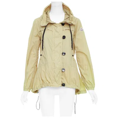 Pre-owned Moncler Josette Beige Nylon Cream Logo Black Buttons Flare Windbreaker Sz.1 S In White