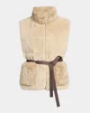 Moncler Joui Belted Faux Fur Vest