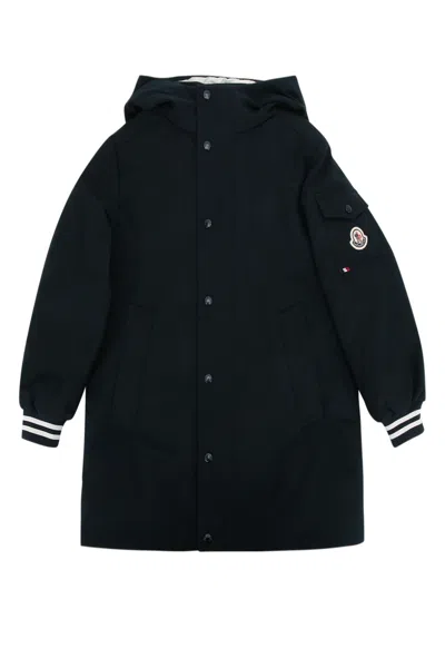 Moncler Jr Ever Long Parka In Blue