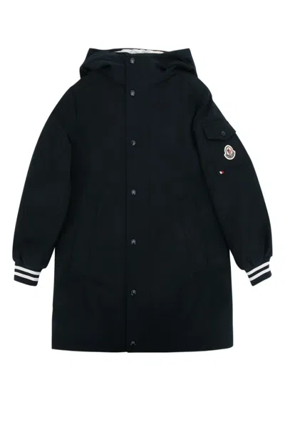 Moncler Jr Ever Long Parka In Blue