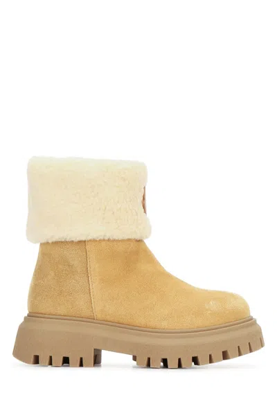 Moncler Jr Petit Aurea Mid Ankle Boots In Yellow