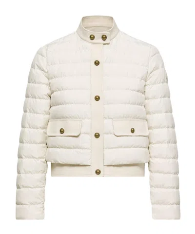 Moncler Juju Cotton  Linen-trimmed Short Down Jacket In White