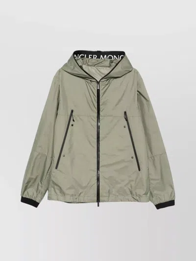 Moncler Junichi Hooded Jacket Zip Pockets In Gray