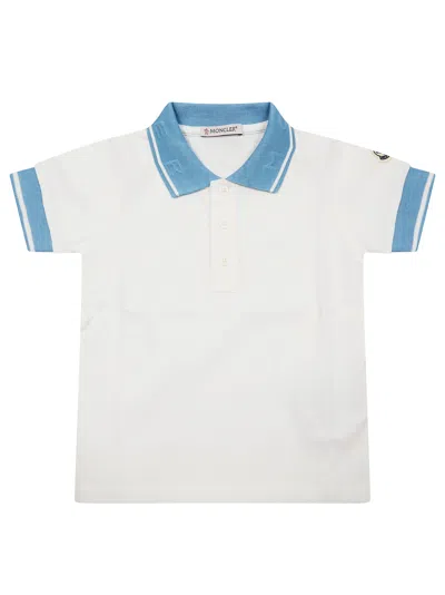 Moncler Junior Contrast-trim Short-sleeve Polo For Baby In Bianco