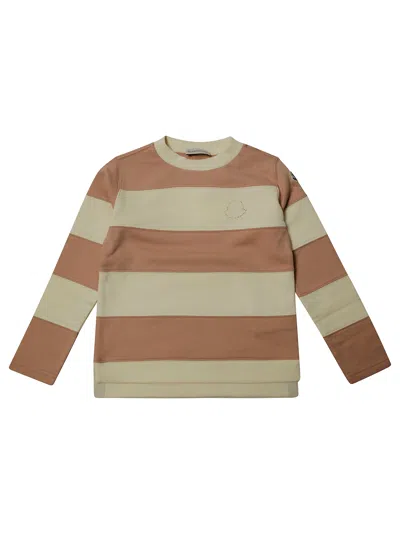 Moncler Junior Felpa Righe In Light Blue