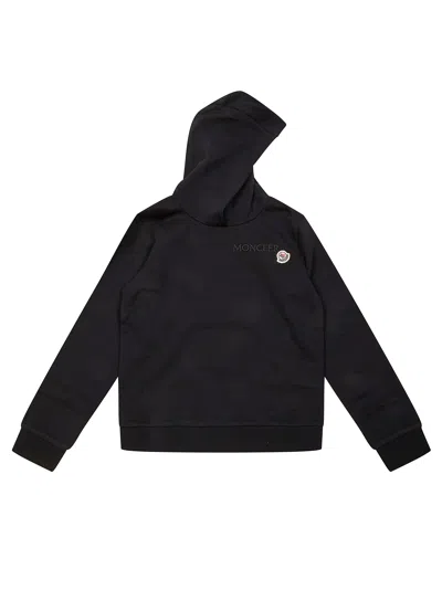 Moncler Junior Logo Mini Hoodie Sweatshirt In Nero