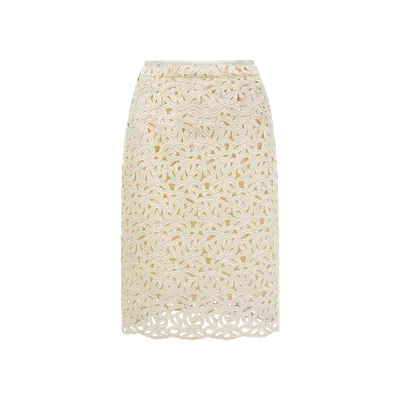 Moncler Jupe Longueur Genou En Macramé In White
