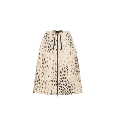 Moncler Animalier Print Padded Knee-length Skirt In Neutral