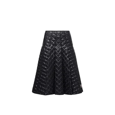 Moncler Square Quilted Layered Midi Skirt In Black