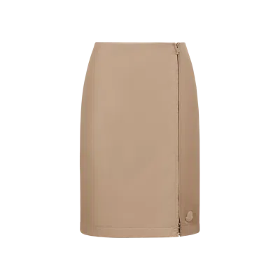 Moncler Zipped Midi Skirt Beige In Brown